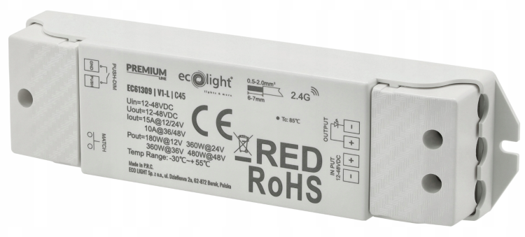 Sterownik Ściemniacz Do Taśmy LED RF MONO 12V 24V 15A Kontroler Na Fale