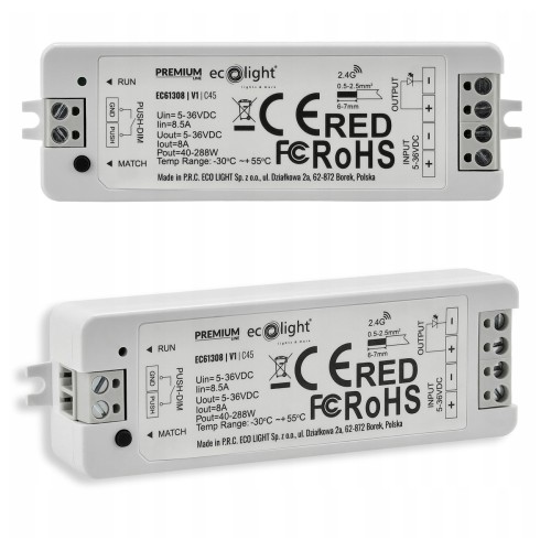 Sterownik Ściemniacz Do Taśmy LED RF MONO 5-36V 12V 24V 8A Kontroler