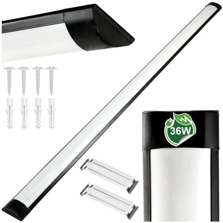2x Lampa LED Do Garażu Warsztatu Sufitowa Natynkowa Czarna 120cm 36W 4500K