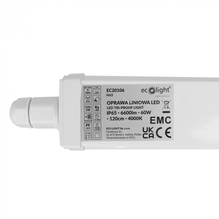 2x Lampa LED Oprawa Oświetleniowa Hermetyczna 120cm 60W 6600LM 4000K IP65