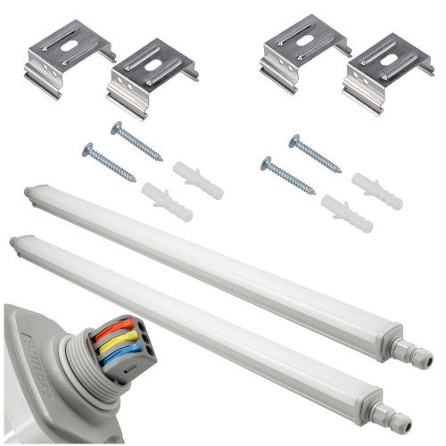 2x Oprawa Hermetyczna LED Philips 30W 125cm 3600lm IP65 4000K Przelotowa