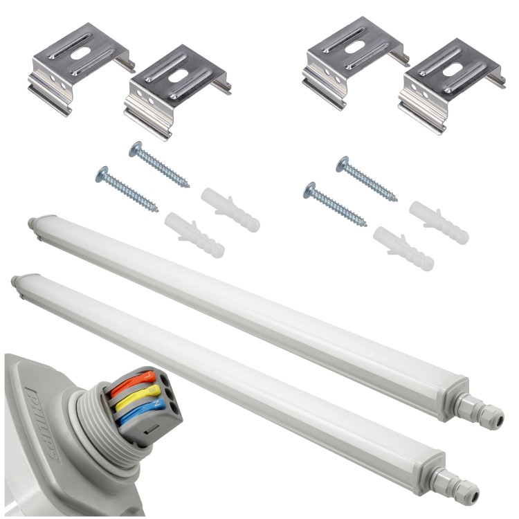 2x Oprawa Hermetyczna LED Philips 30W 125cm 3600lm IP65 4000K Przelotowa