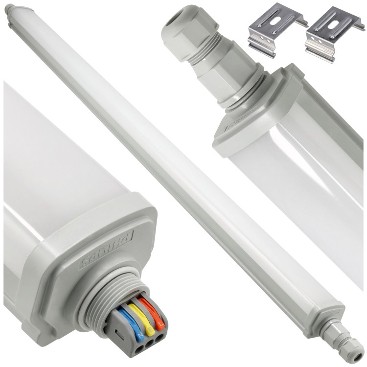 2x Oprawa Hermetyczna LED Philips 30W 125cm 3600lm IP65 4000K Przelotowa
