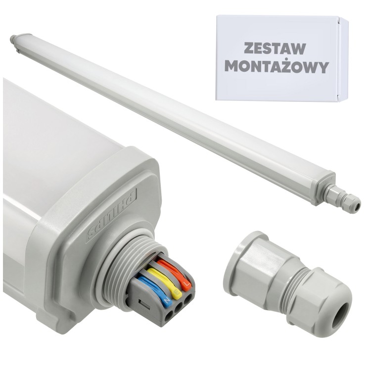 2x Oprawa Hermetyczna LED Philips 30W 125cm 3600lm IP65 4000K Przelotowa