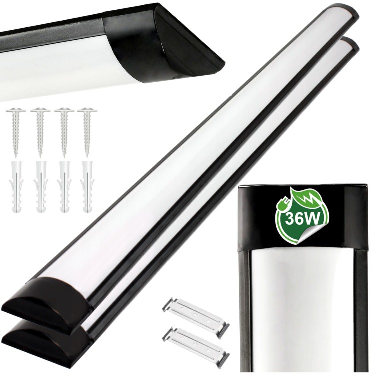2x Lampa LED Do Garażu Warsztatu Sufitowa Natynkowa Czarna 120cm 36W 4500K