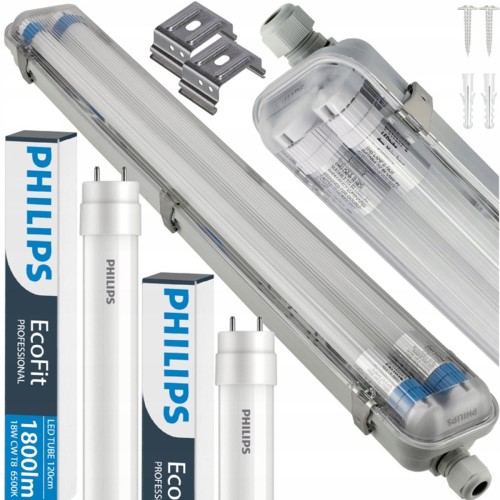 Philips Oprawa Hermetyczna Lampa LED 4x 120cm +8x Tuby Świetlówki 35W 6500K