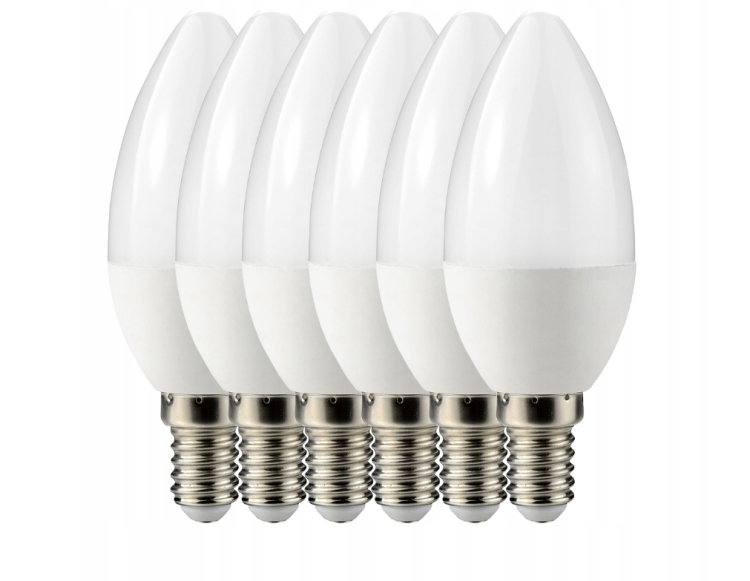 6x Żarówka LED E14 7W = 60W 580lm Barwa Ciepła 3000K Klimatyczna C37 BERGE