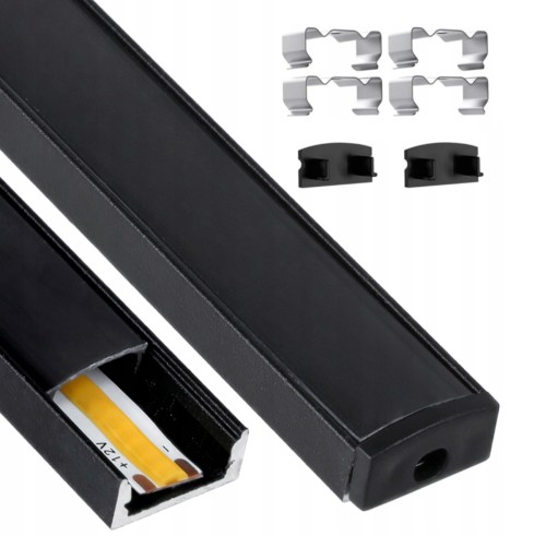 Profil Natynkowy Czarny 1m Z Kloszem Czarnym