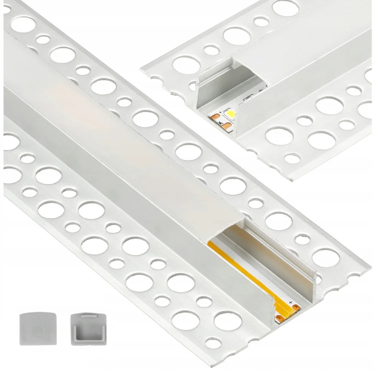 Profil LED Aluminiowy Wpuszczany Do Płytek Płyt GK Gipsowych 1m + Klosz