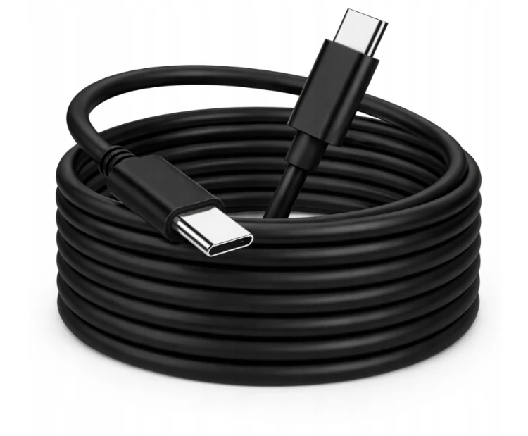 Kabel 2m USB-C - USB-C 20W Sieciowy Czarny Do Ładowania Przesyłania Danyc