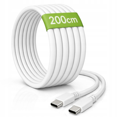 Kabel 2m USB-C - USB-C 20W Sieciowy Biały Do Ładowania Przesyłania Danych