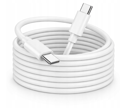Kabel 2m USB-C - USB-C 20W Sieciowy Biały Do Ładowania Przesyłania Danych
