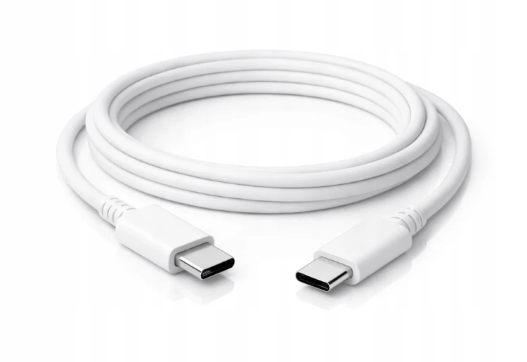 Kabel 2m USB-C - USB-C 20W Sieciowy Biały Do Ładowania Przesyłania Danych