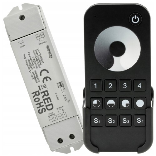 Sterownik Strefowy LED PILOT MONO 15A 12V 24V Ściemniacz Dotykowy Zestaw