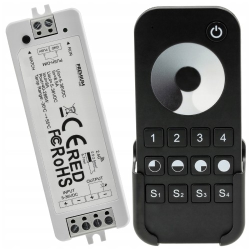 Sterownik Strefowy LED MONO PILOT 8A 5–36V 40–288W Ściemniacz Dotykowy