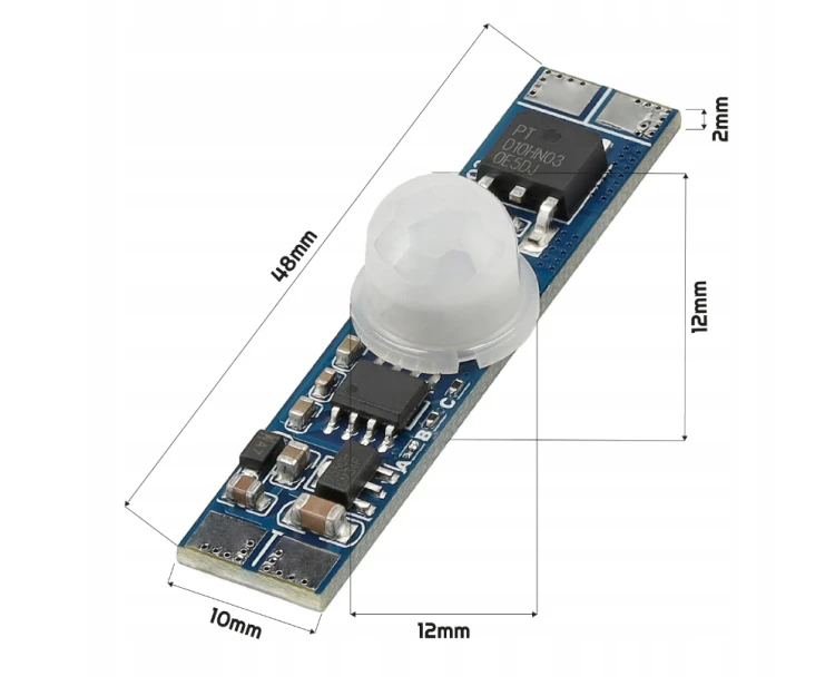 Włącznik Do Profilu LED PIR Do Taśmy LED 3A 12V/24V 36/72W Czujka Ruchu