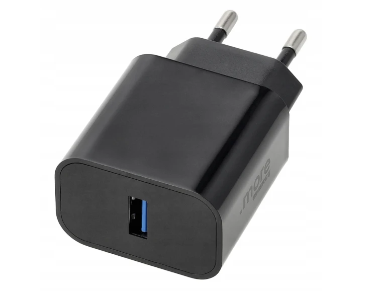 Ładowarka Kostka Szybka USB-A Czarna Sieciowa 20W Do Telefonu Zasilacz