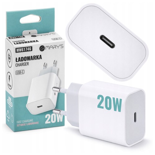 Ładowarka Kostka Szybka USB-C Biała Sieciowa 20W Do Telefonu Zasilacz