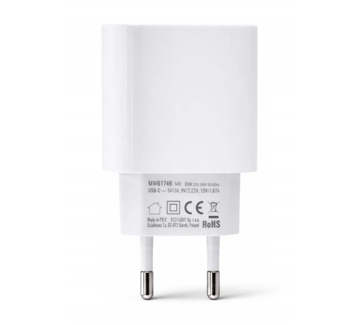 Ładowarka Kostka Szybka USB-C Biała Sieciowa 20W Do Telefonu Zasilacz