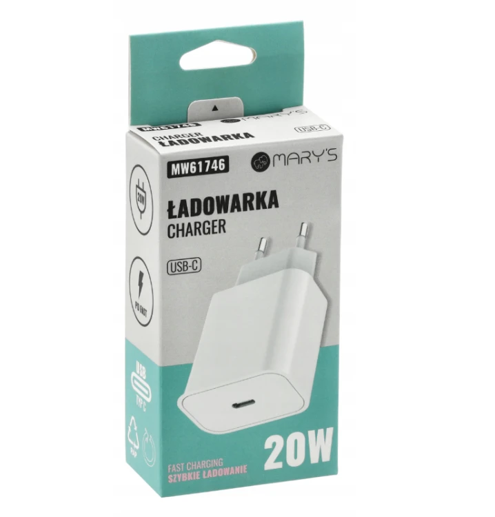Ładowarka Kostka Szybka USB-C Biała Sieciowa 20W Do Telefonu Zasilacz