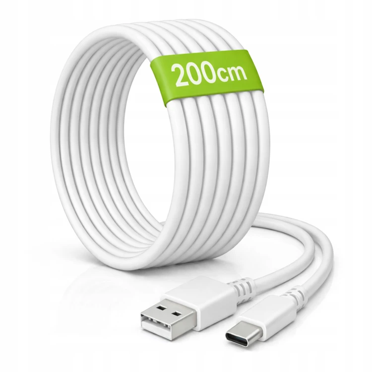 Kabel 2m USB-A - USB-C 20W Sieciowy Biały Do Ładowania Przesyłania Danych