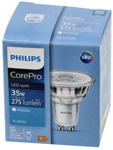 5x Philips Żarówka LED GU10 3,5W = 35W 275lm 36° 4000K EyeComfort CorePro