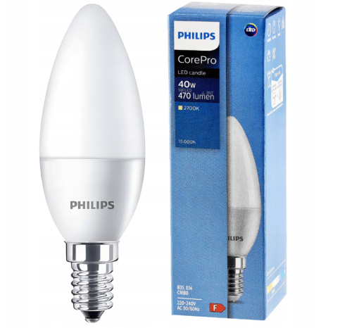 3x Philips Żarówka LED E14 5W = 40W 470lm 94lm/W 2700K EyeComfort CorePro
