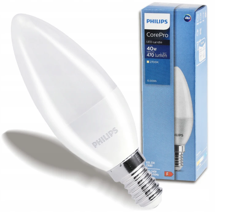 3x Philips Żarówka LED E14 5W = 40W 470lm 94lm/W 2700K EyeComfort CorePro