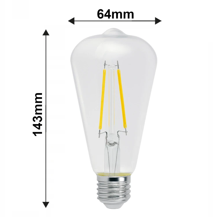 10x Żarówka LED E27 6W = 50W 660lm 3000K FILAMENT OZDOBNA RETRO ST64