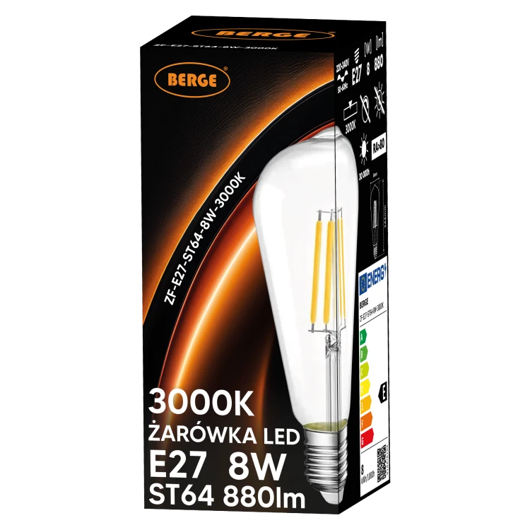 10x Żarówka LED E27 6W = 50W 660lm 3000K FILAMENT OZDOBNA RETRO ST64