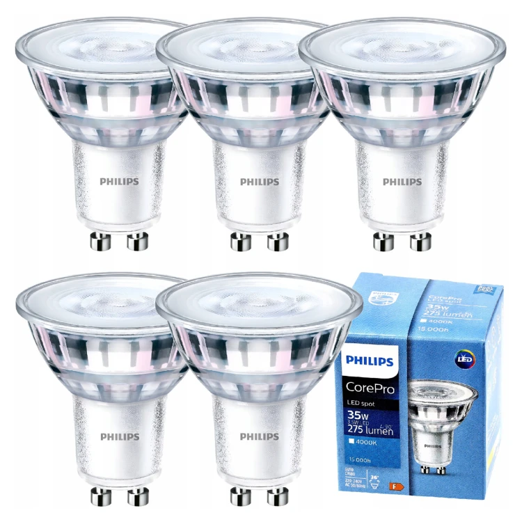 5x Philips Żarówka LED GU10 3,5W = 35W 275lm 36° 4000K EyeComfort CorePro