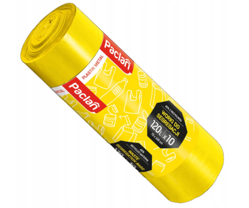 2x Worki na Smieci do segregacji PACLAN 120L - 10 szt - żółty plastik metal