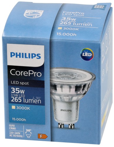 5x Żarówka LED GU10 PHILIPS 3,5W = 35W 255lm Barwa 3000k Premium 36° Zestaw