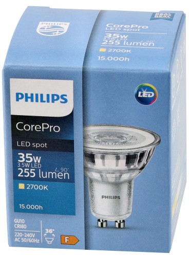5x Żarówka LED GU10 PHILIPS 3,5W = 35W 255lm Barwa 2700k Premium 36° Zestaw