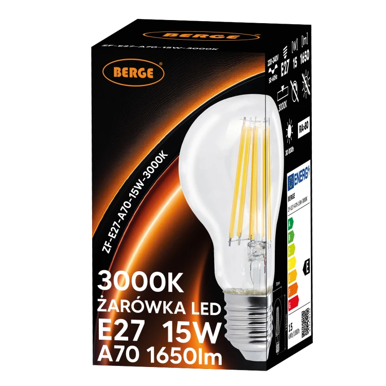 10x Żarówka LED E27 Filament 15W 110lm/W 3000K