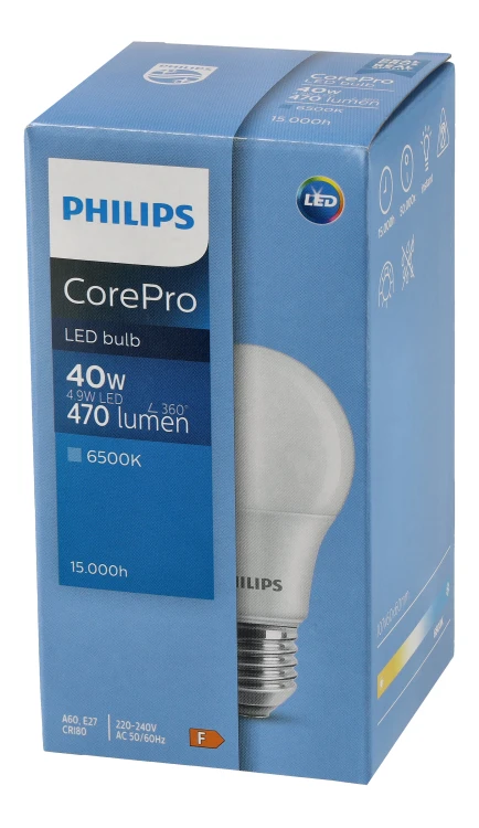 3x Philips Żarówka LED E27 4,9W = 40W 470lm 95lm/W 6500K EyeComfort CorePro