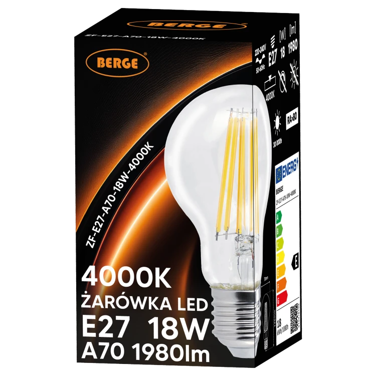 10x Żarówka LED E27 18W = 150W 1980lm 4000K FILAMENT OZDOBNA RETRO Mocna