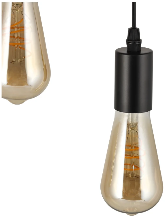 Lampa Drewniana 4xE27 Zwis Czarna