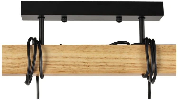 Lampa Drewniana 4xE27 Zwis Czarna