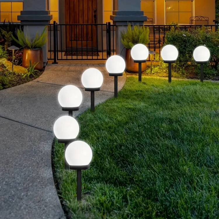 8X Lampa Solarna Wbijana Kula Biała