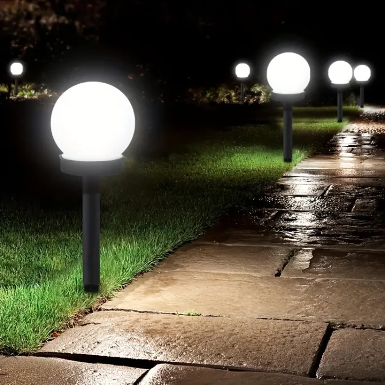 8X Lampa Solarna Wbijana Kula Biała