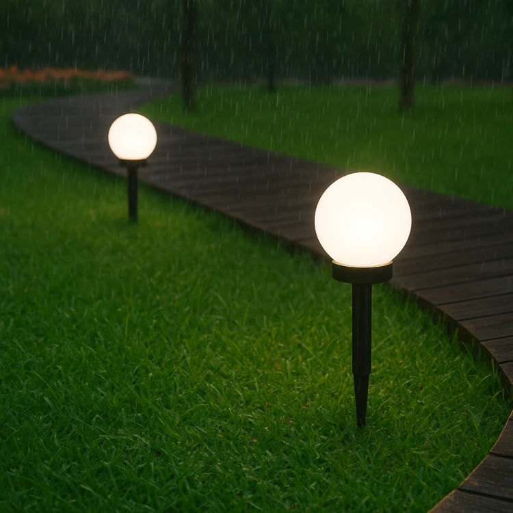 8X Lampa Solarna Wbijana Kula Biała