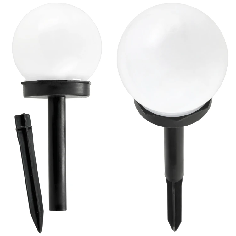 8X Lampa Solarna Wbijana Kula Biała
