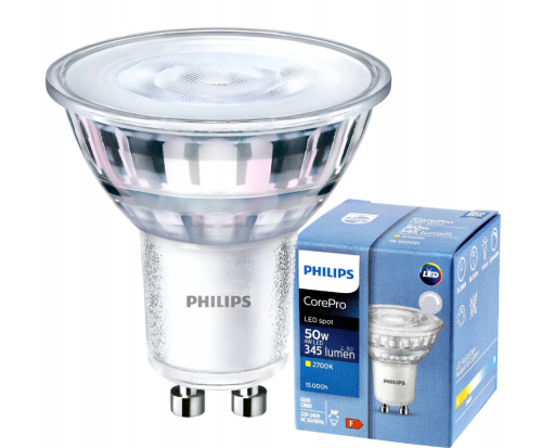 5x Philips Żarówka LED GU10 4W = 50W 345lm 36° 2700K Ściemnialna CorePro