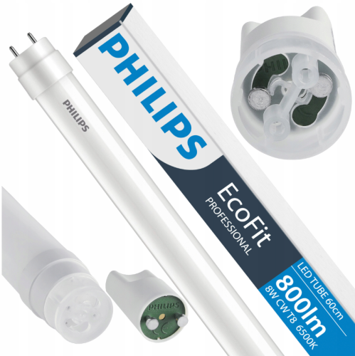 2x Philips Tuba Świetlówka LED 60cm 8W = 18W 800lm 6500K 20000h EcoFit
