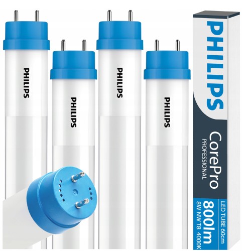 4x Philips Tuba Świetlówka LED 60cm 8W = 18W 800lm 4000K 50000h CorePro