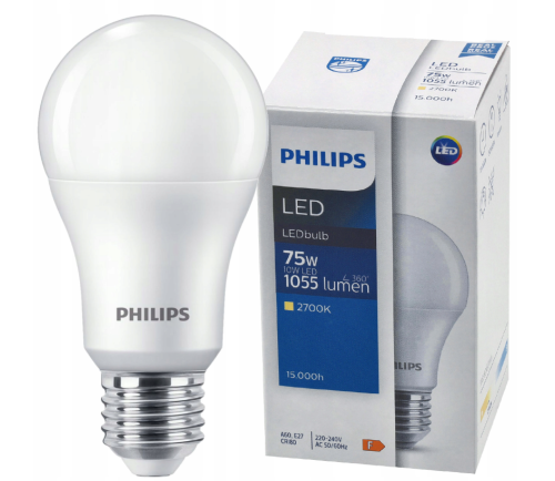 3x Philips Żarówka LED E27 10W = 75W 1055lm 2700K Mocna EyeComfort LEDBulb