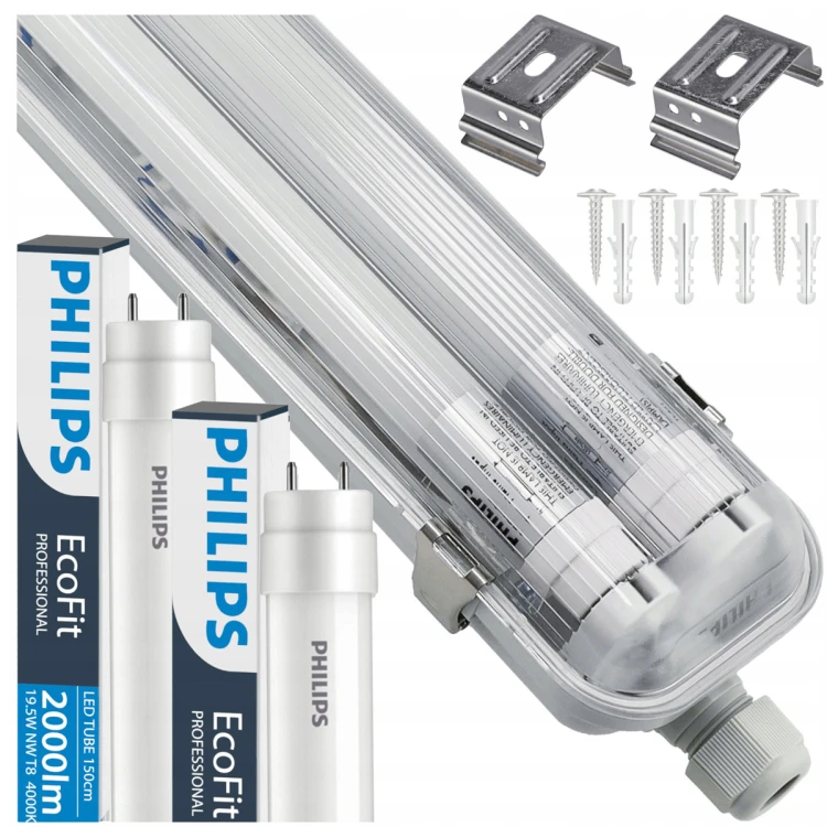 Oprawa Hermetyczna Philips 158cm + 2x Świetlówki LED Wodoszczelna Do Garażu