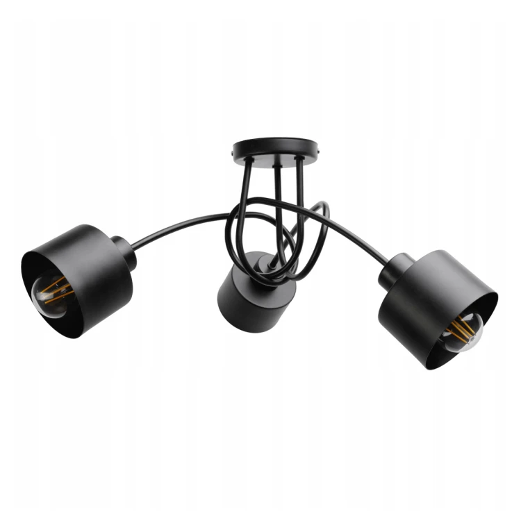 Lampa Sufitowa Wisząca LED LOFT 3 X E27 Kubek Czarny Do Salonu Warsztatu
