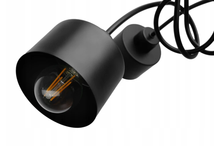 Lampa Sufitowa Wisząca LED LOFT 3 X E27 Kubek Czarny Do Salonu Warsztatu